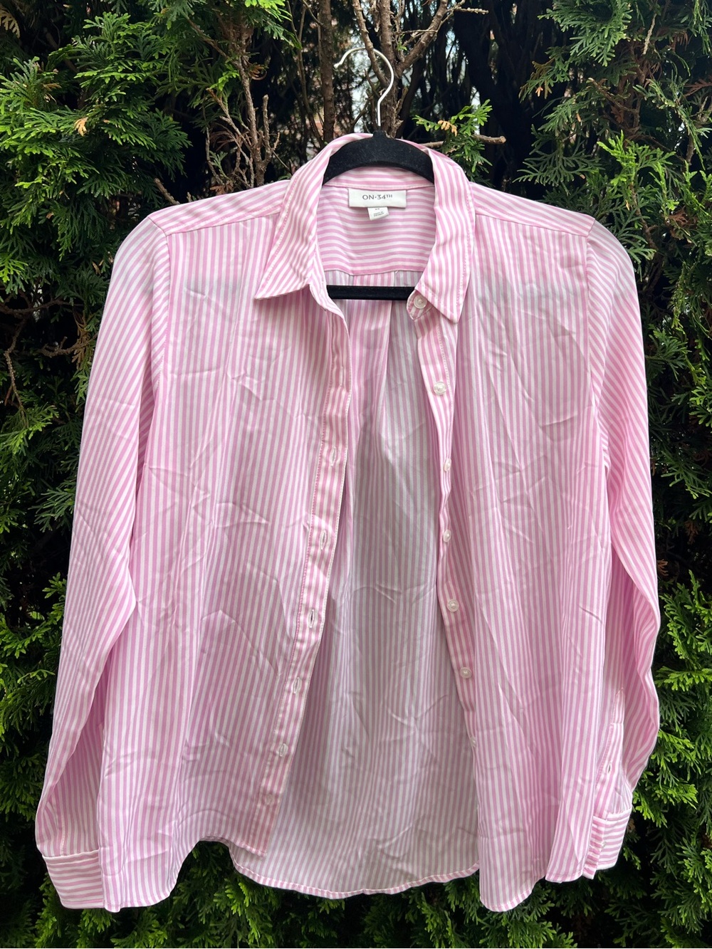 Women's Pink Striped Button Down Shirt
